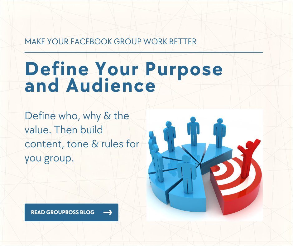groupboss_io's tweet photo. Running a Facebook group that actually works starts with one thing: purpose. 
🎯 So, first of all, define who the group is for, why they’d join, and what value you’ll deliver. And then build content, tone, and rules around that persona 
Read more → https://t.co/ddUfueCFqu https://t.co/fZxNkhTUt1