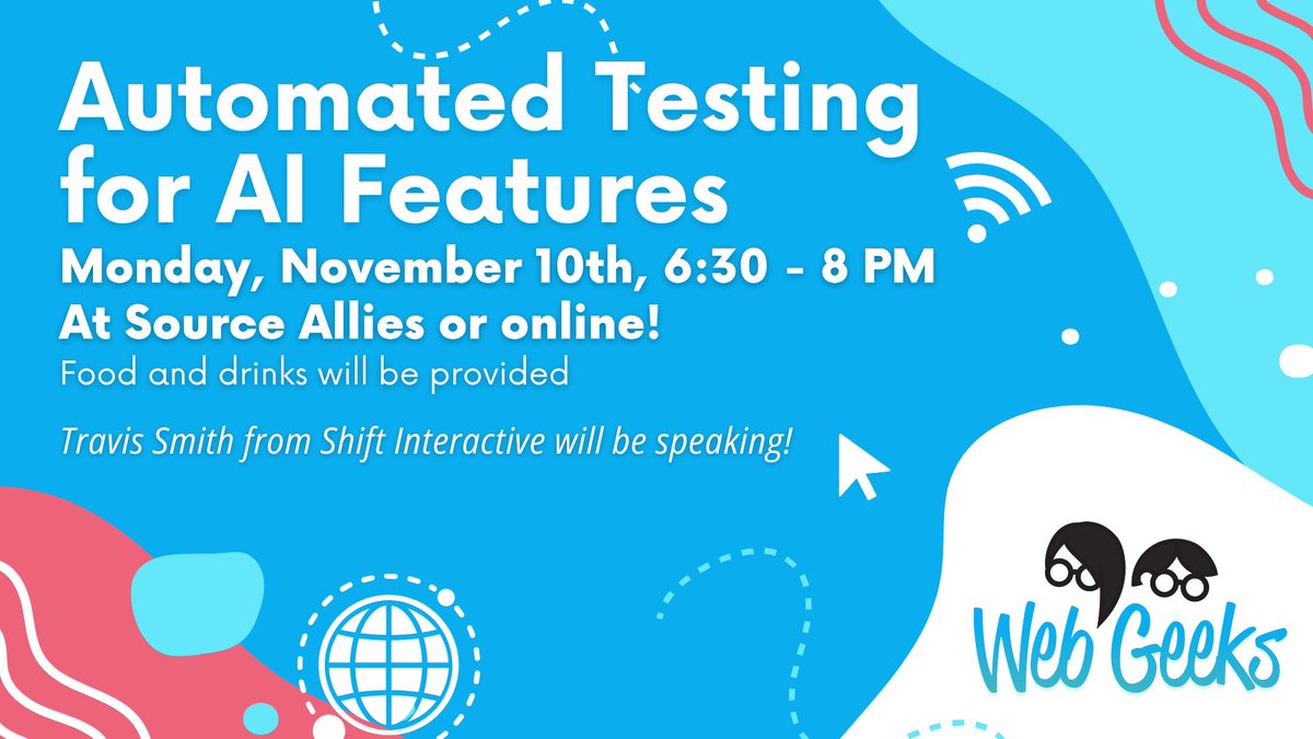 dsmwebgeeks's tweet image. How do you test what doesn’t behave the same way twice? Join DSM Web Geeks 11/10, 6:30–8 p.m. at Source Allies  for Travis Smith’s talk on automated testing for AI systems. RSVP: bit.ly/WG-AutomatedTe…

#AI #SoftwareTesting #DesMoinesTech