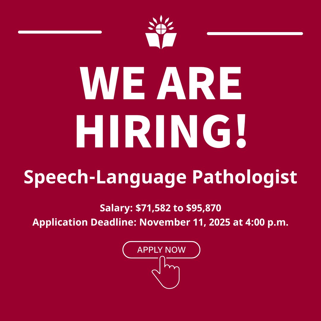 The London District Catholic School Board is inviting applications for a permanent, full-time Speech-Language Pathologist
📅 Deadline to apply: November 11 at 4:00 pm
💰 Salary range:$71,582–$95,870
🌐 Apply: LDCSB.ca ›Careers ›Management+Professional #WeAreLDCSB
