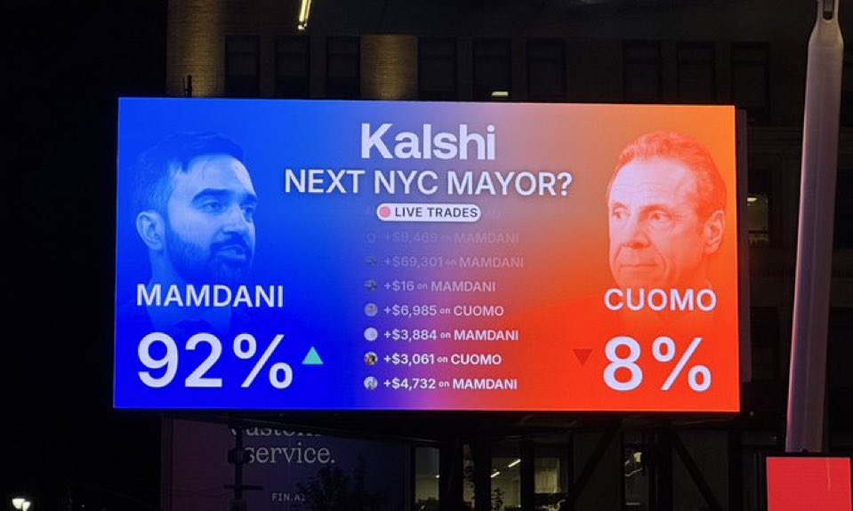 The NYC Mayor Election is Kalshi’s Super Bowl.

You literally cannot walk around New York without seeing these plastered everywhere.

The ad is apolitical and is a perfect snapshot of EXACTLY what the product is. 

Want to learn marketing at scale? Study this campaign.