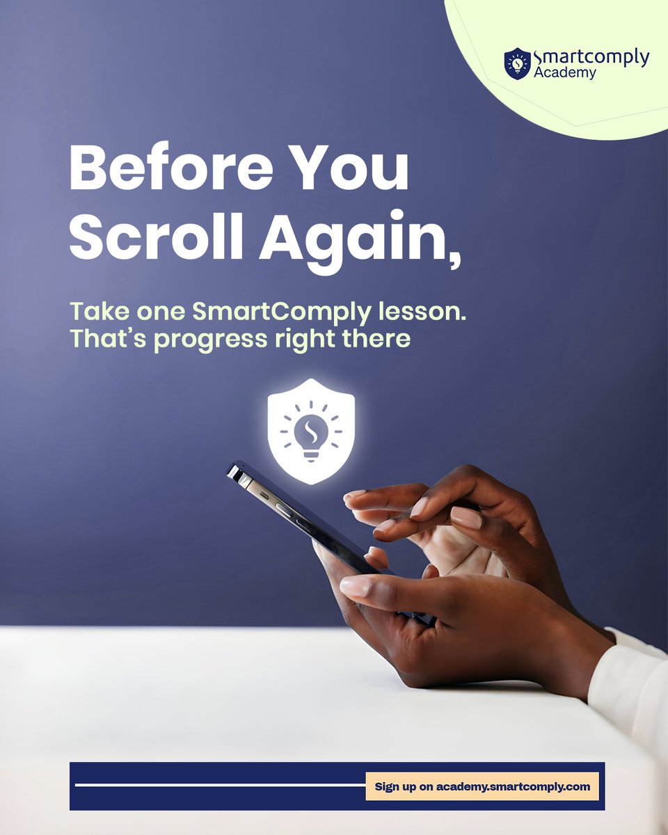 smart_c_academy's tweet image. Before you scroll again, take one Smartcomply lesson.
Small steps like this turn into big career moves.

Start now and your future self will thank you.
📞 08183714383 | 08133262024
📧 cs@smartcomply.com | support@smartcomply.com