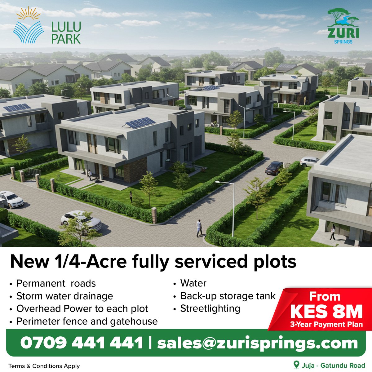 Planned. Purposeful. Peaceful.

Lulu Park is a fresh expression of how modern Kenyans want to live.

Every road, every service, and every open space is designed for comfort, function, and community. It’s not about scale. It’s about quality that lasts, and a lifestyle that feels