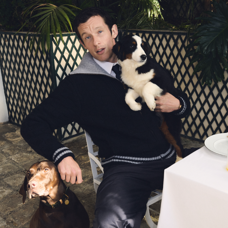 LouisVuitton's tweet photo. Scenic sophistication. A retreat to traditional dress codes, House Ambassador #CallumTurner embraces tailored suiting for the #MenSS26PreCo by @Pharrell, imbued with the bucolic essence of the outdoors. 

#PharrellWilliams #LouisVuitton