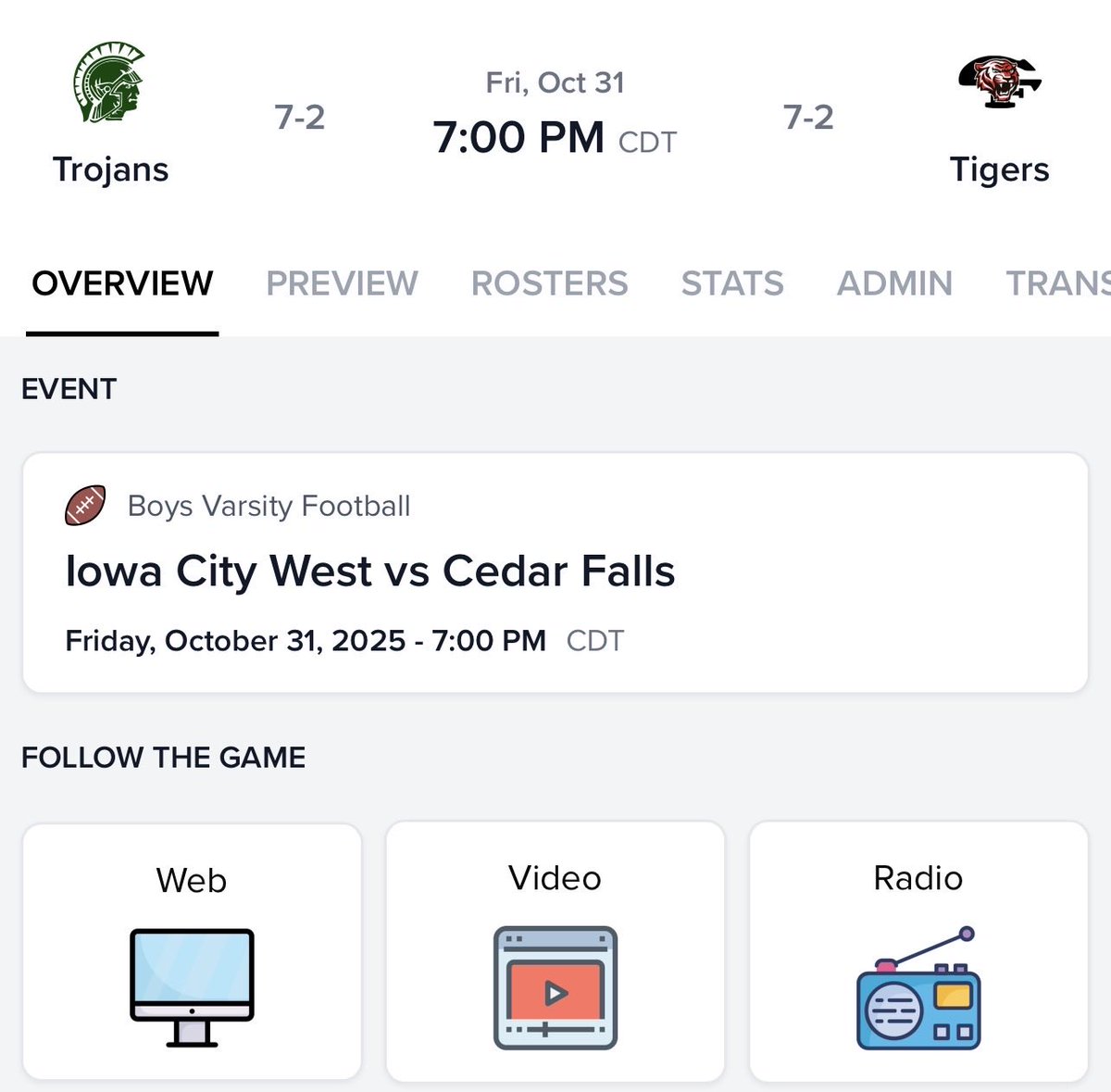 CF_Booster's tweet image. Football fans! Check @Bound_IA game event info for IHSAA ticketing link, free live-stream and radio links! We’ve got you covered! 

@ICWestAthletics 

gobound.com/direct/comps/h…