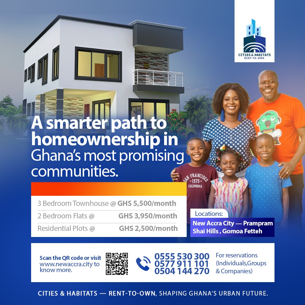 cities_habitats's tweet photo. 🏡 Own your dream home in Ghana’s top communities! Phase 2 Rent-to-Own is here, flexible plans for townhouses, flats &amp; plots.

📍 Prampram | Shai Hills | Gomoa Fetteh
📲 0555 530 300 | 0577 911 101 | 0504 144 270
🔗 https://t.co/H5zrwxSDPd https://t.co/Emwp5BdmYp