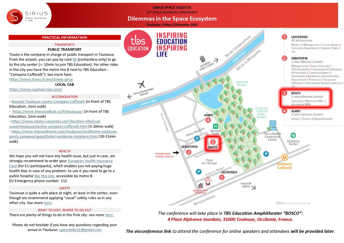 [📝J-7 ATTENDEES' REGISTRATION] - SIRIUS SPACE TALKS’25 📷Toulouse, France - December 5, 2025 ; 📷Please submit your response by Wednesday, November 5, 2025 here: forms.gle/qDoqfofQavk3oi…