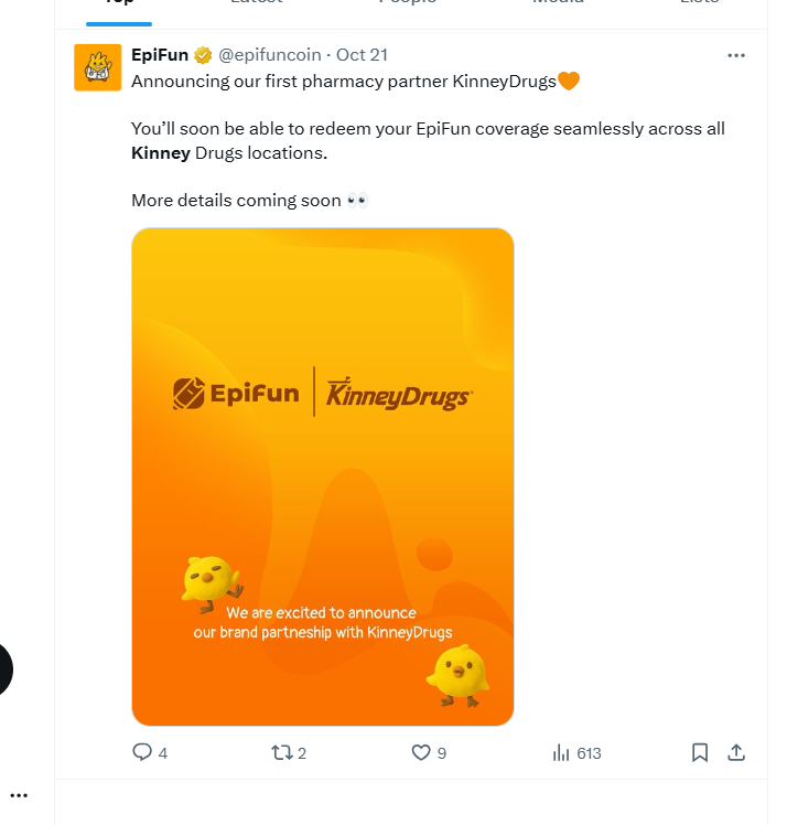 KinneyDrugs's tweet photo. This post from @epifuncoin is a scam. Kinney Drugs has no relationship or partnership with this company. https://t.co/cnP9pyT4Po