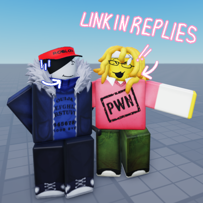 spilledbev's tweet image. Our second #BadThings face drop is out now !!
Faces by @MrStariac and poster by @qvxrpp 
💙🩷
#Roblox #RobloxUGC