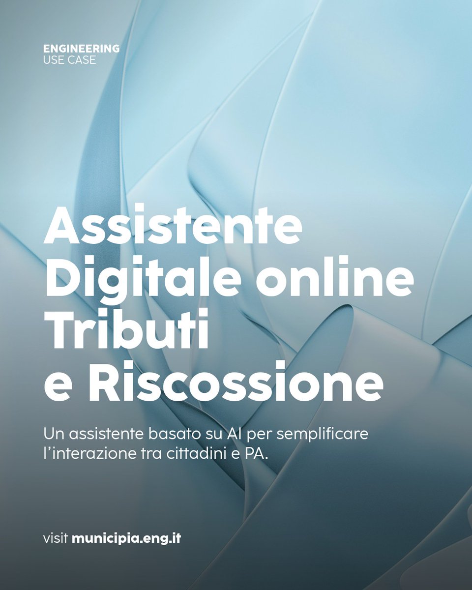 Municipia_Spa's tweet photo. Un assistente digitale basato sull'Intelligenza Artificiale per semplificare l’interazione tra cittadini e PA in ambito tributi e riscossione, migliorando l’accesso alle informazioni e promuovendo l’utilizzo dei servizi online. 
Vuoi saperne di più? https://t.co/ukPVDBXviT https://t.co/oBYeADUcYh