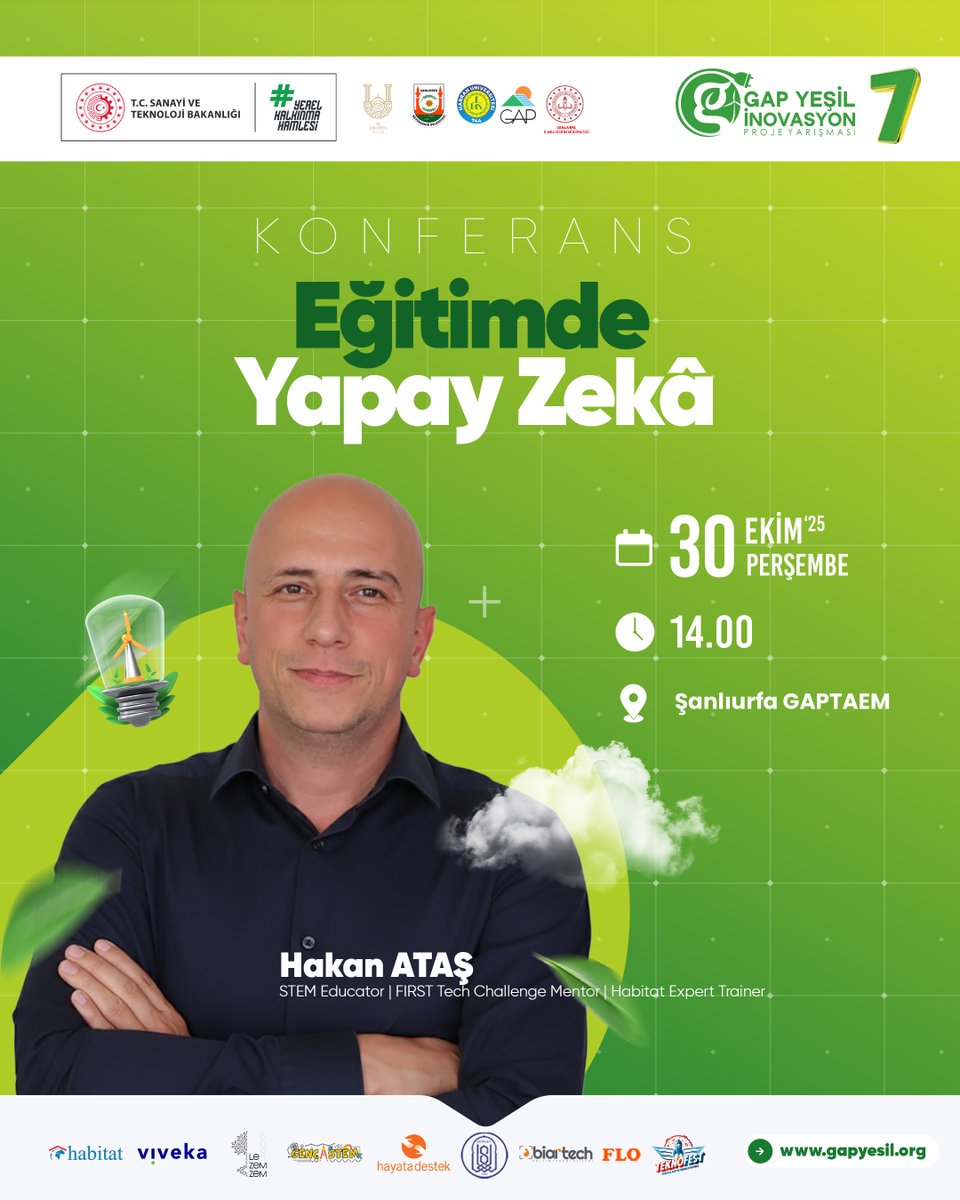 Eğitimde Yapay Zekâ"yı konuşmak için 30 Ekim'de Şanlıurfa GAPTAEM'deyiz! 🎓

GAP Yeşil İnovasyon Açılış Programı'nda değerli eğitmen Hakan ATAŞ, yapay zekânın eğitime getirdiği yenilikleri ve potansiyeli anlatacak.

🗓️30 Ekim 2025
⏰14.00 
📍Şanlıurfa GAPTAEM

<a href="/gap_idaresi/">GAP İdaresi</a>