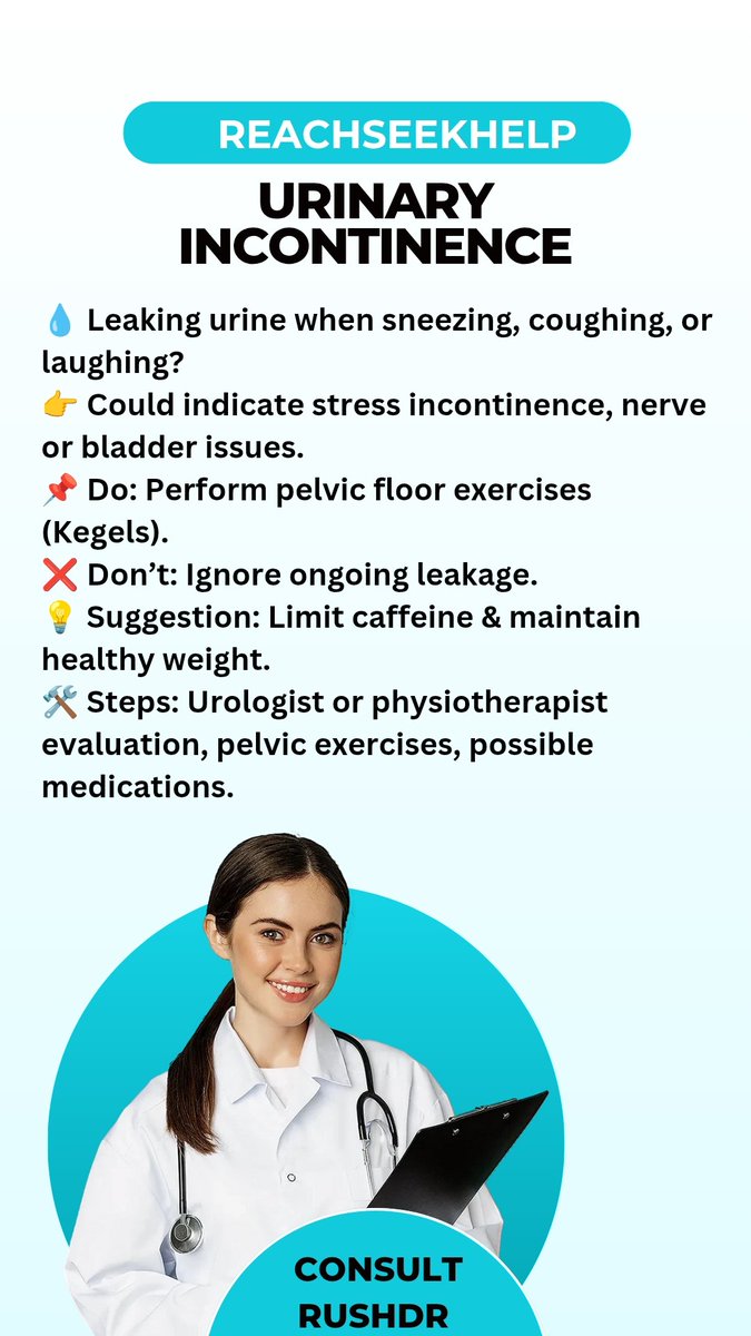 ReachSeekHelp's tweet image. Trouble controlling urine leakage? It’s common and treatable — don’t stay silent.
Consult experts on @rushdr @reachseekhelp
👉 Download RUSHDR: play.google.com/store/apps/det…
#UrinaryIncontinence #BladderHealth #PelvicHealth #WomensHealth #MensHealth  @RUSHDR @ReachSeekHelp