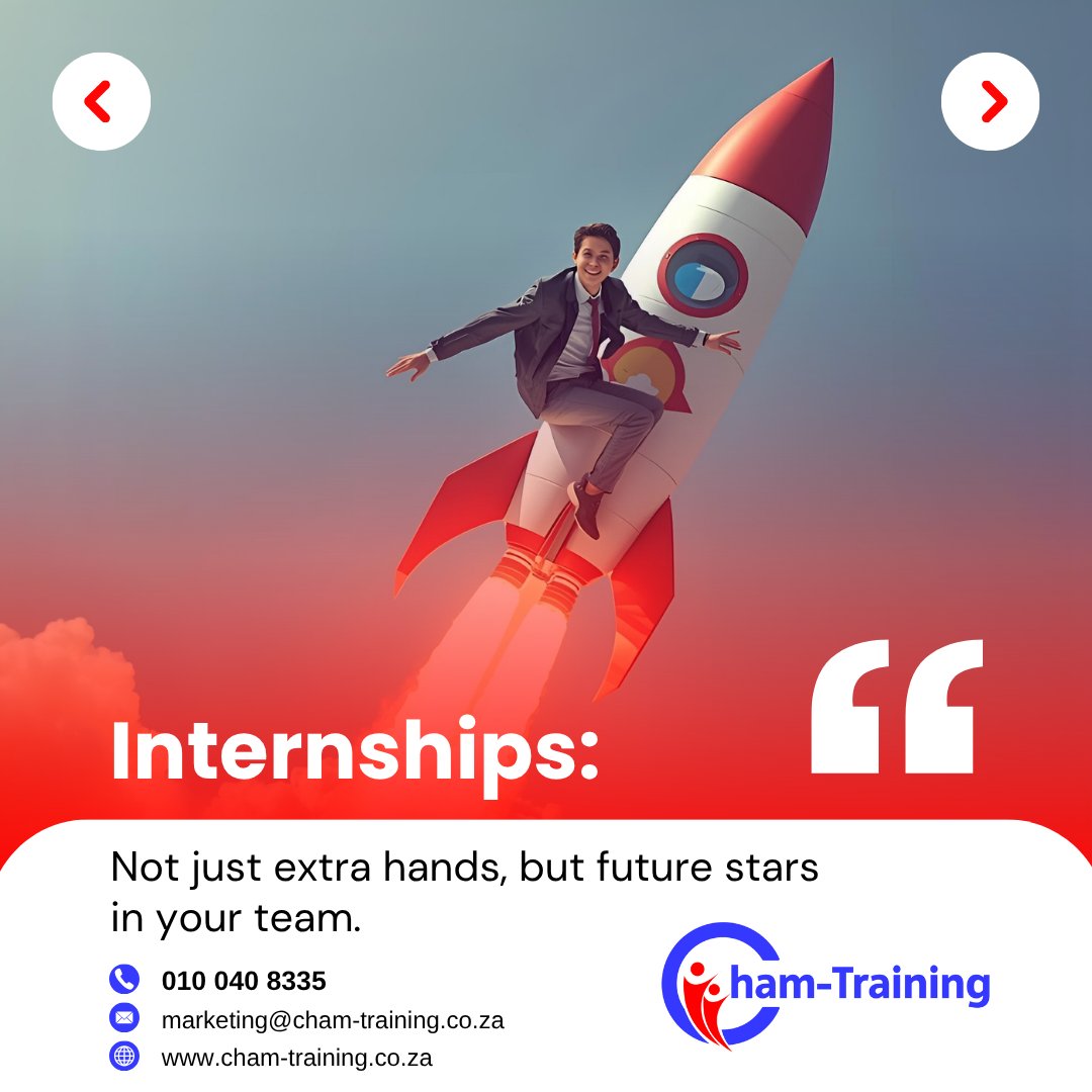 cham_training's tweet image. Others chase talent — our clients grow it from within. 🚀
Build skilled, loyal employees with compliant internship programmes. 💼
📞 +27 10 040 8335
🔗 cham-training.co.za/get-a-consulta…

#InternshipProgrammes #YouthEmployment #SkillsDevelopment #ChamTraining #TalentPipeline