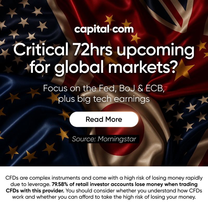 capitalcom's tweet photo. The Fed, BoJ and ECB all announce policy updates this week, alongside big tech earnings. These events could set the tone for markets into year-end.
CTA text: Trade now