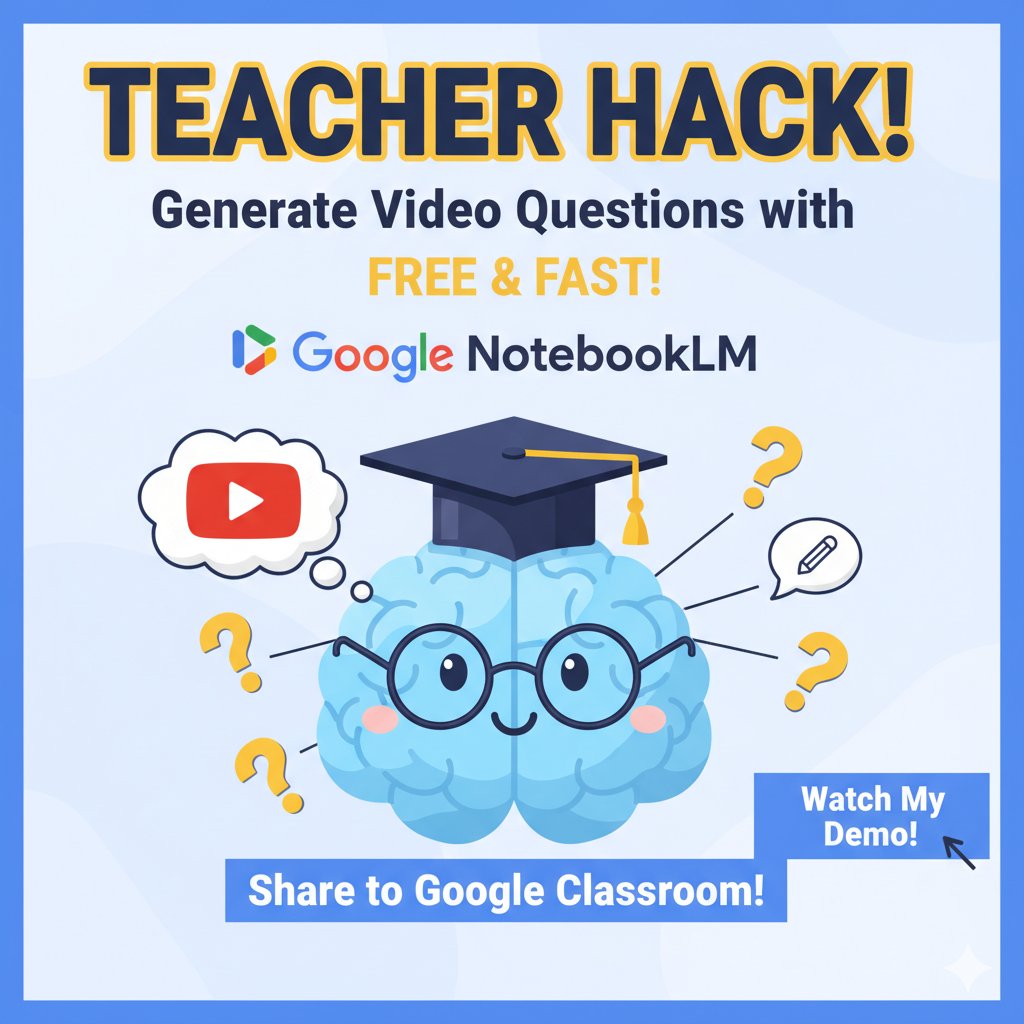 🚀 TEACHER HACK! 🚀

Generate questions from YouTube videos for FREE with Google's NotebookLM. It even integrates with Google Classroom!

Watch my quick demo to see how: youtu.be/VvoGrTc3AAc

#GoogleEDU