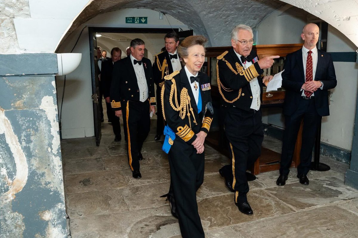 Last Thursday, Princess Anne and Vice Admiral Sir Tim Laurence attended the Trafalgar Night Dinner in the Painted Hall at the Old Royal Naval College, Greenwich ✨ 

The dinner marked the 220th anniversary of the Battle of Trafalgar! ⚓️ 

📸 <a href="/RNRMC/">Royal Navy & Royal Marines Charity</a>