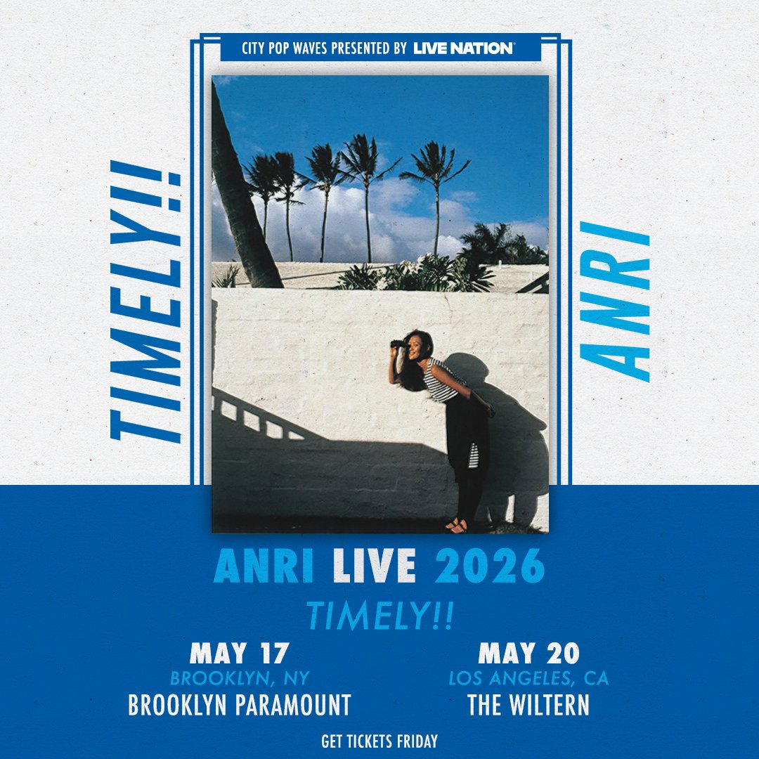 GET READY!✨ Anri (<a href="/1105_anri/">杏里 ANRI official</a>) is coming to a city near you for City Pop Waves: Anri Live 2026 U.S.A. Timely!!

Tickets on sale this Friday, October 31st @ 10AM local. 
livemu.sc/4qzG5Z9