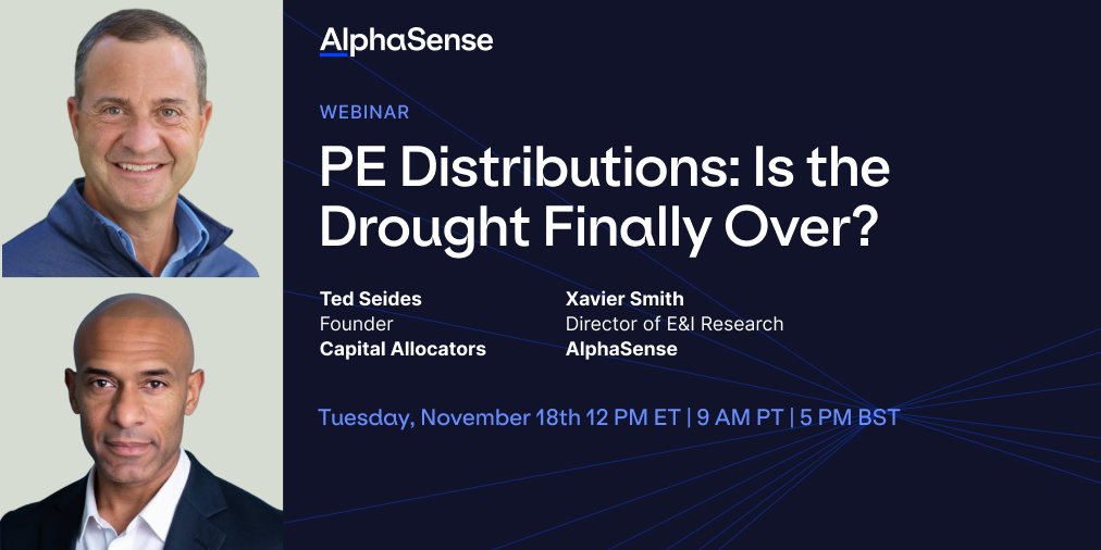 Is the drought finally over for private equity distributions? On November 18th, Xavier Smith from <a href="/AlphaSenseInc/">AlphaSense</a> and I will dive into how GPs are adapting, how LPs are accessing liquidity, and how AI is reshaping PE strategies.

Register here: go.alpha-sense.com/swb-imp-genai-…