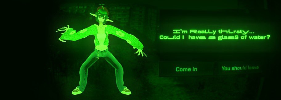 Fellas, would you let her in? :0

Perhaps I should play “No, I Am Not A Human…” 

(Meme by <a href="/syco_si1/">Psycho Sigh</a> !)

#Vtuber #noiamnotahuman #VtuberEN