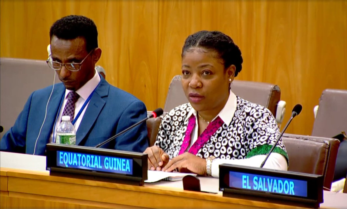 EqGuineaUNNYC's tweet photo. Guinea Ecuatorial pide diálogo y No Politización en el Examen de Derechos Humanos de Corea del Norte. El discurso, fue pronunciado por la Segunda Secretaria de la Misión Permanente, María Coloma Mekuy Oyono Mbasogo. https://t.co/bMXd0pUesx