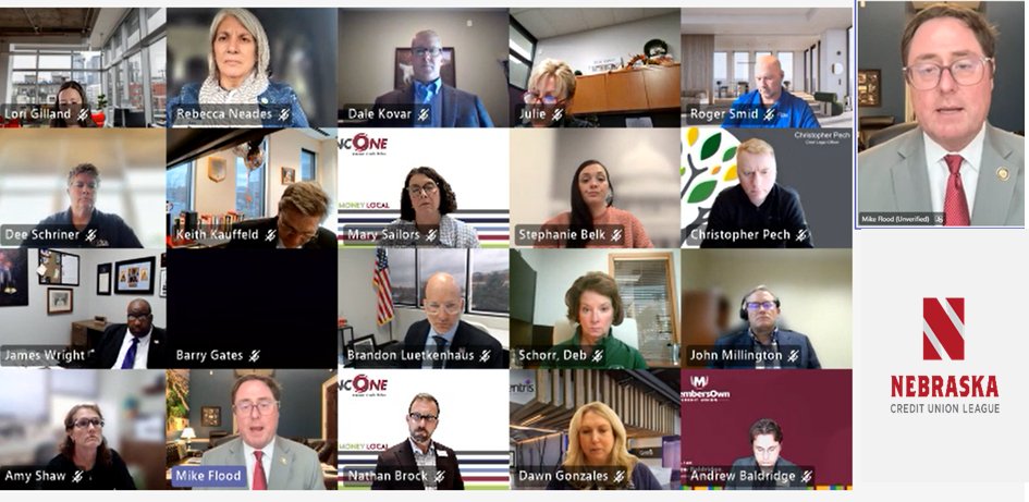 NECULeague's tweet image. Members of the Nebraska Credit Union League participated in a virtual town hall with @USRepMikeFlood (NE-01). Credit Union leaders from across Nebraska engaged in conversation centered on key industry priorities addressing burdensome regulations, fraud prevention, the future of