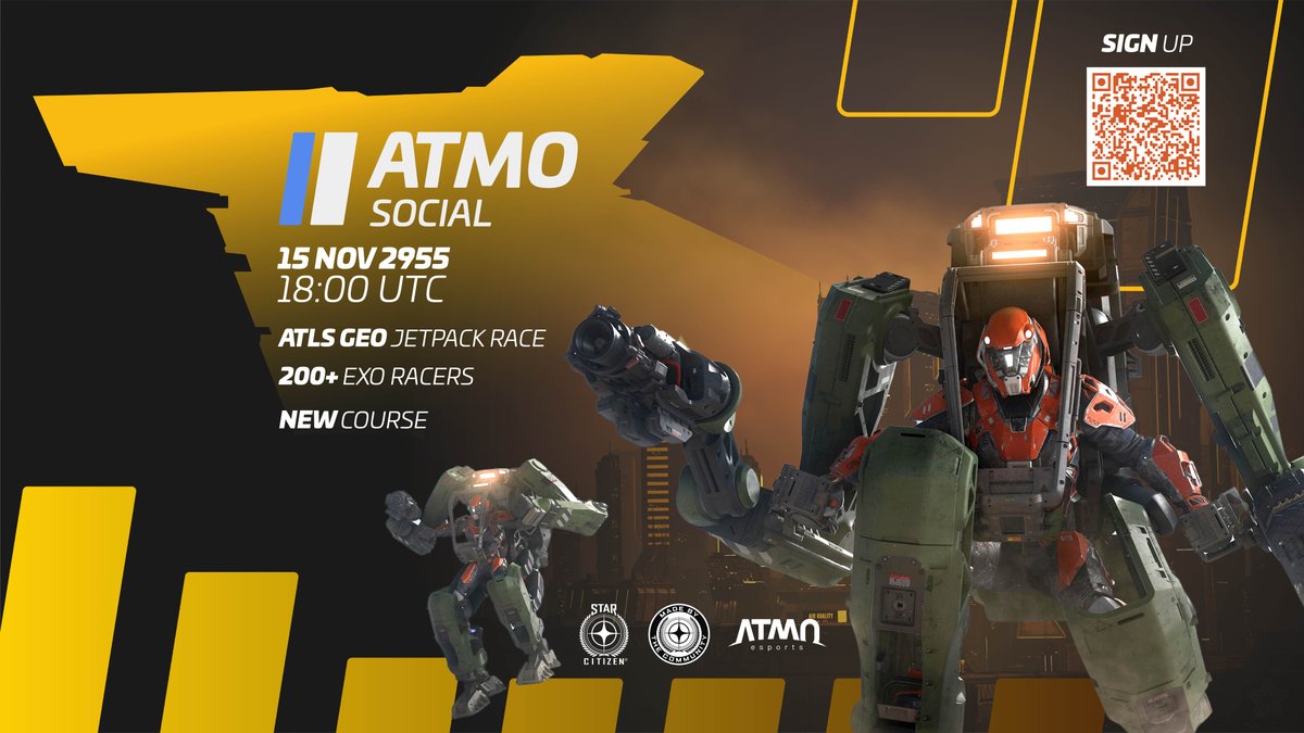 The ATMO Social is BACK 🔥
We’re rallying 200+ pilots in #starcitizen to make this the biggest ATLS Geo race ever! 🤖

Jump, climb, and race across Hurston in the ultimate community challenge full of chaos, laughs, and pure fun in the verse. 💨

RSVP: 🏁atmo.sc/ATMOsocial