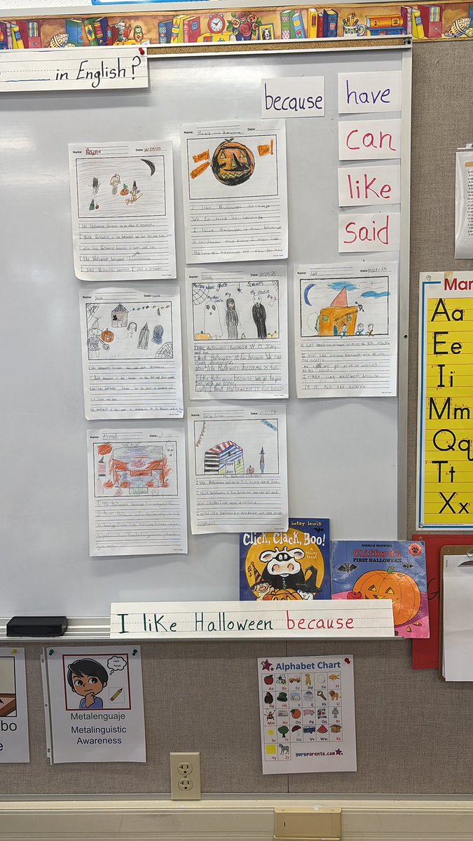 Simonzorrillo's tweet photo. The power of using sentence frames for a writing activity with my newcomer students. Halloween 🎃🫶🏻 https://t.co/yOB4HCcTST