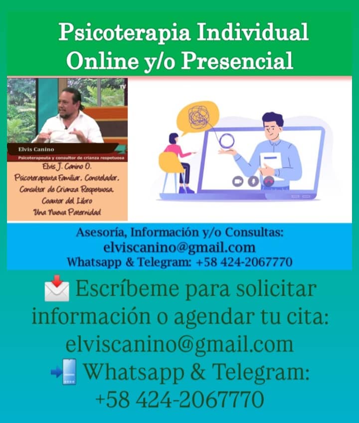 LaCrianzaApego's tweet image. 🌿Psicoterapia Individual (Online y/o Presencial)✨ 

📩 Escríbeme para solicitar información o agendar tu cita:
elviscanino@gmail.com
📲 Whatsapp &amp;amp; Telegram:
+58 424-2067770