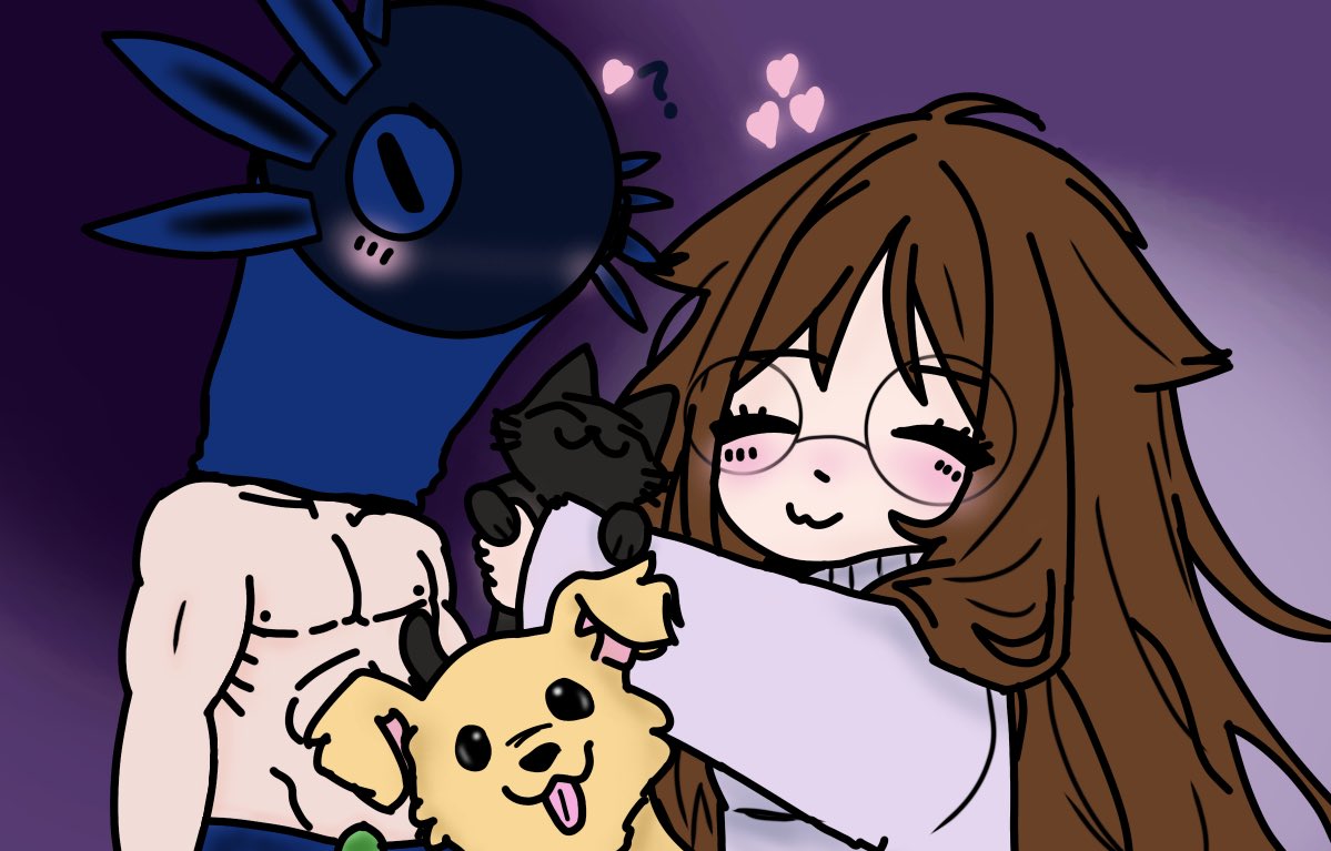 Jazmyn_VT's tweet image. I felt like drawing a little something today, so I drew a cute little drawing of @Lord0fTheB3ans and I with our fur babies! I know I’m not the best artist but I still hope some of you like it as much as I do :3