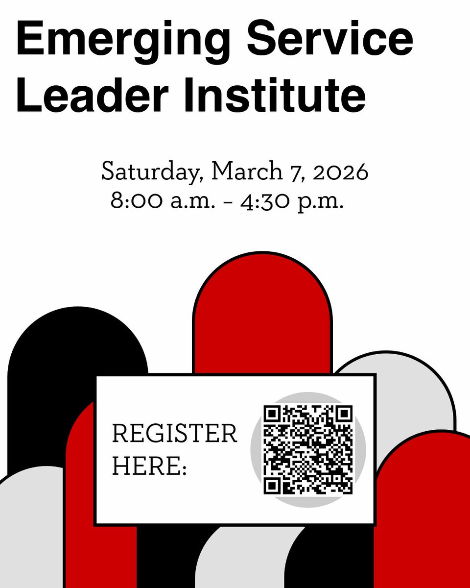 The Emerging Service Leader Institute is a one-day leadership experience designed to empower students.

📅 Saturday, March 7, 2026 | 🕗 8 AM–4:30 PM

Apply by Jan. 23, 2026: ttu.campuslabs.com/engage/submitt…