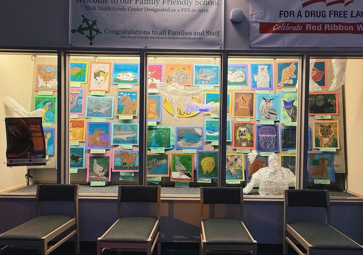 👻 Ghosts have taken over our art window display! Students created eerie Saran Wrap sculptures that look like spirits floating through the halls — just in time for spooky season! 🎨✨ #ArtEd #StudentCreativity #HalloweenArt