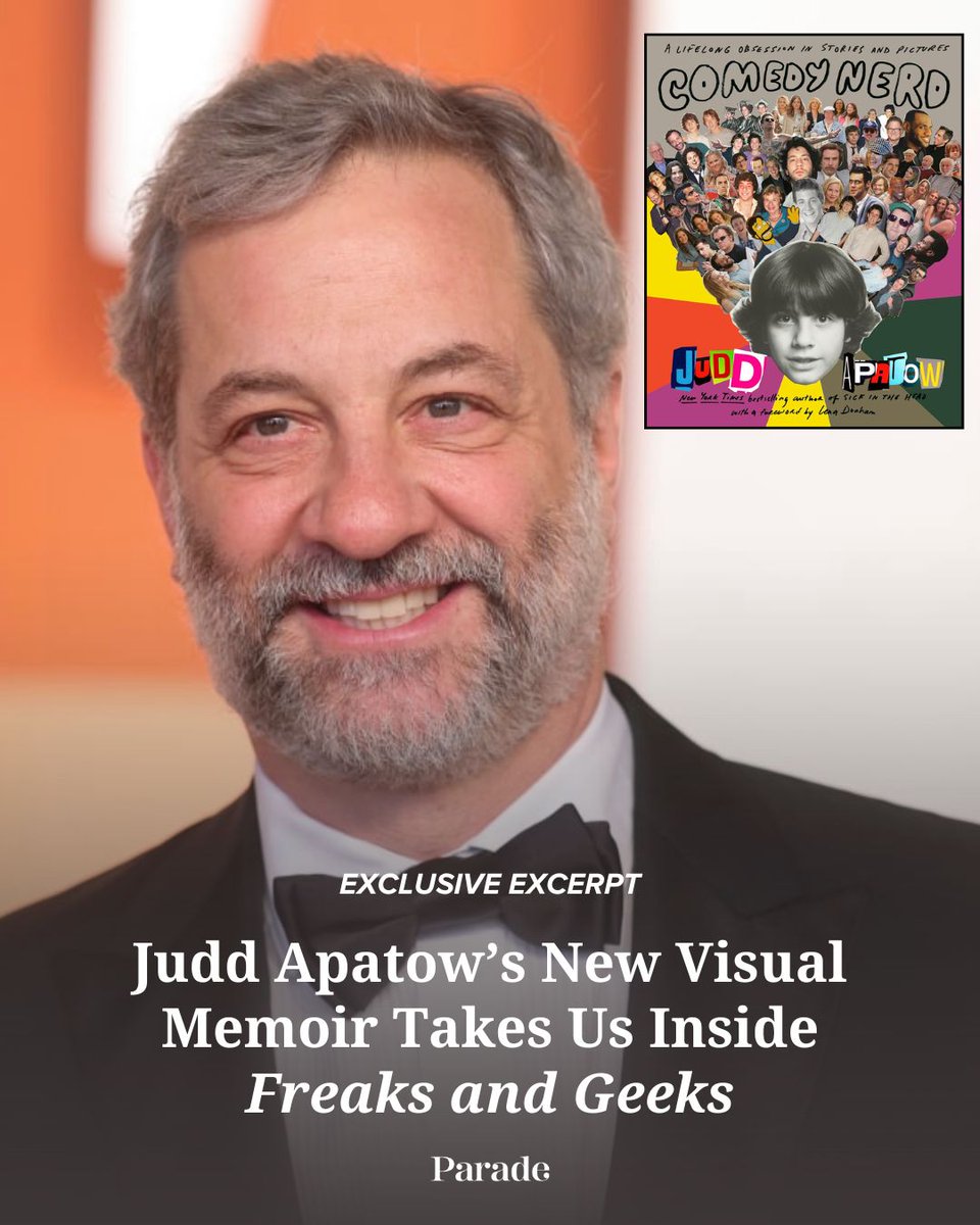 ParadeMagazine's tweet image. Judd Apatow shares behind-the-scenes stories from Hollywood in his new visual memoir, &apos;Comedy Nerd: A Lifelong Obsession in Stories and Pictures&apos;.

Read an exclusive excerpt related to the creation of #FreaksAndGeeks at the link below!
parade.com/books/judd-apa…

#JuddApatow