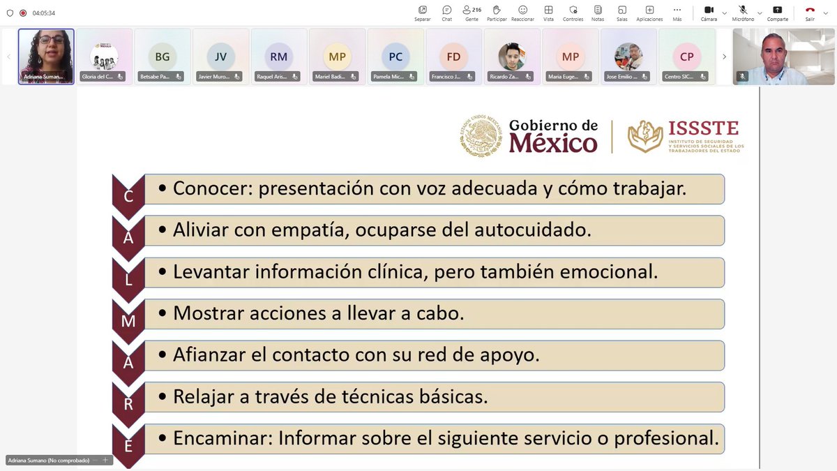 rhervermora's tweet image. Muy agradecido con la M. E. @adrisuga por su participación en el “Programa permanente de preparación para las personas servidores públicos del @ISSSTE_mx  y población interesada en temas de #ProtecciónCivill”, con la plática: ESTRATEGIA #CALMARE