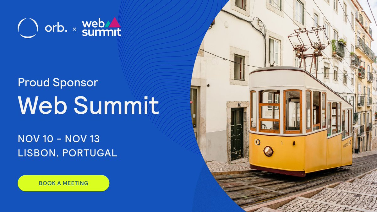 useOrb's tweet image. Orb is heading to @WebSummit  2025!

We’re proud to join this year’s Web Summit as an official sponsor, connecting with global innovators who are shaping the future of technology, AI, and monetization.

If you’re attending, we’d love to meet and share how Orb is redefining…