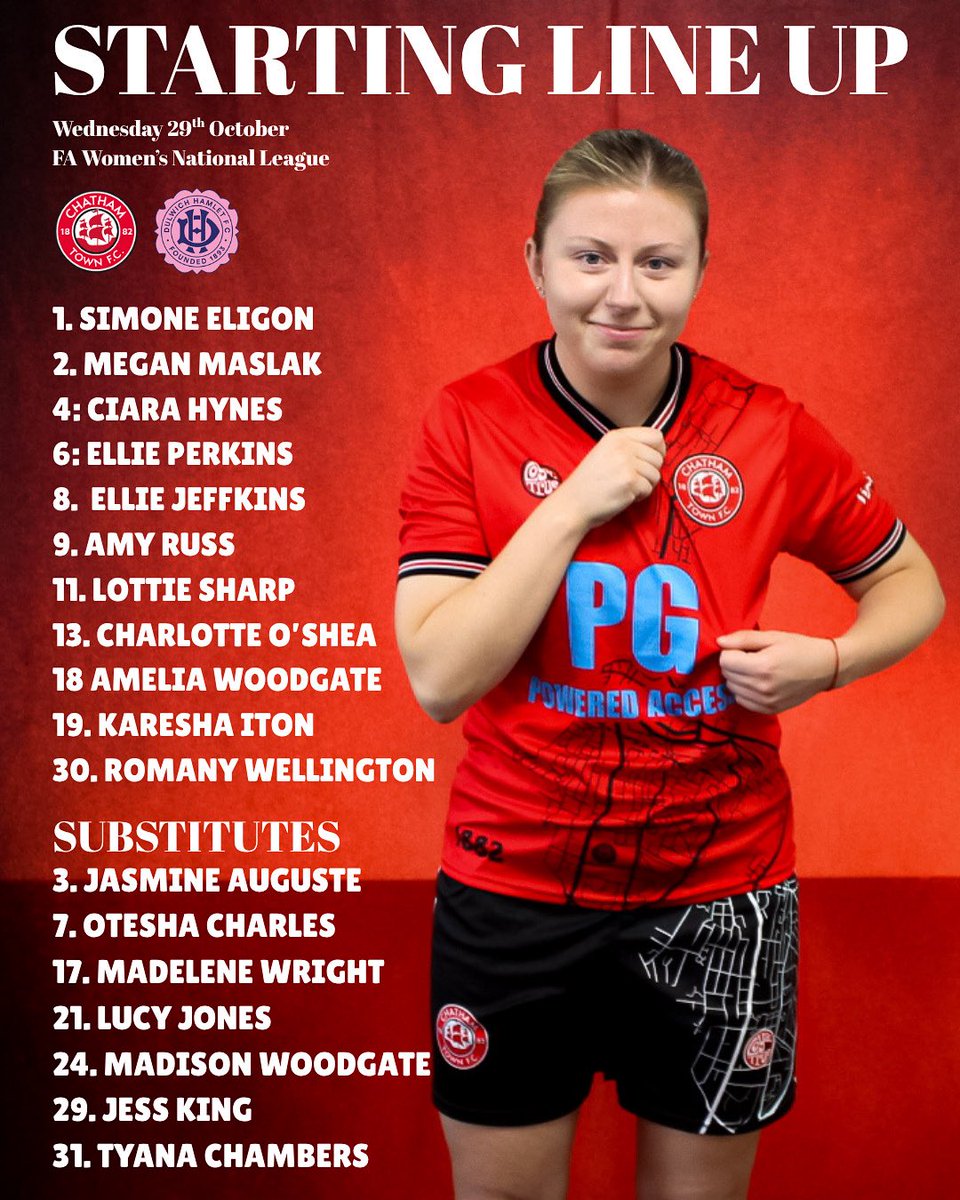 Your starting line up and substitutes for this evening’s game against Dulwich Hamlet
🔴⚪️⚫️
#upthechats
#inthistogether