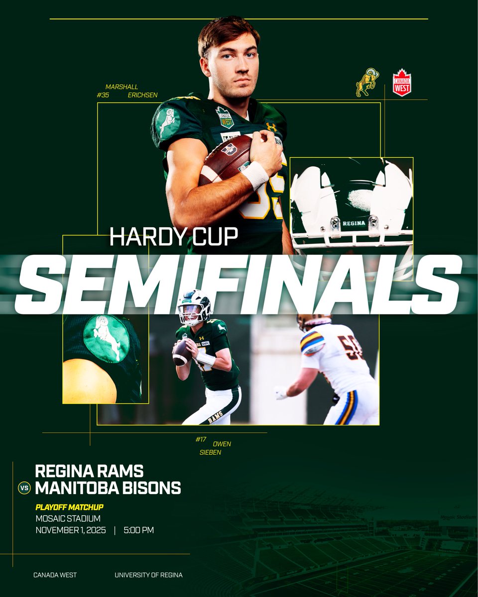 reginarams's tweet image. PLAYOFFS START SATURDAY!

🆚 Manitoba Bisons
🕐 5:00 PM
📍 Mosaic Stadium
🎟️ cougarsandrams.com/tickets