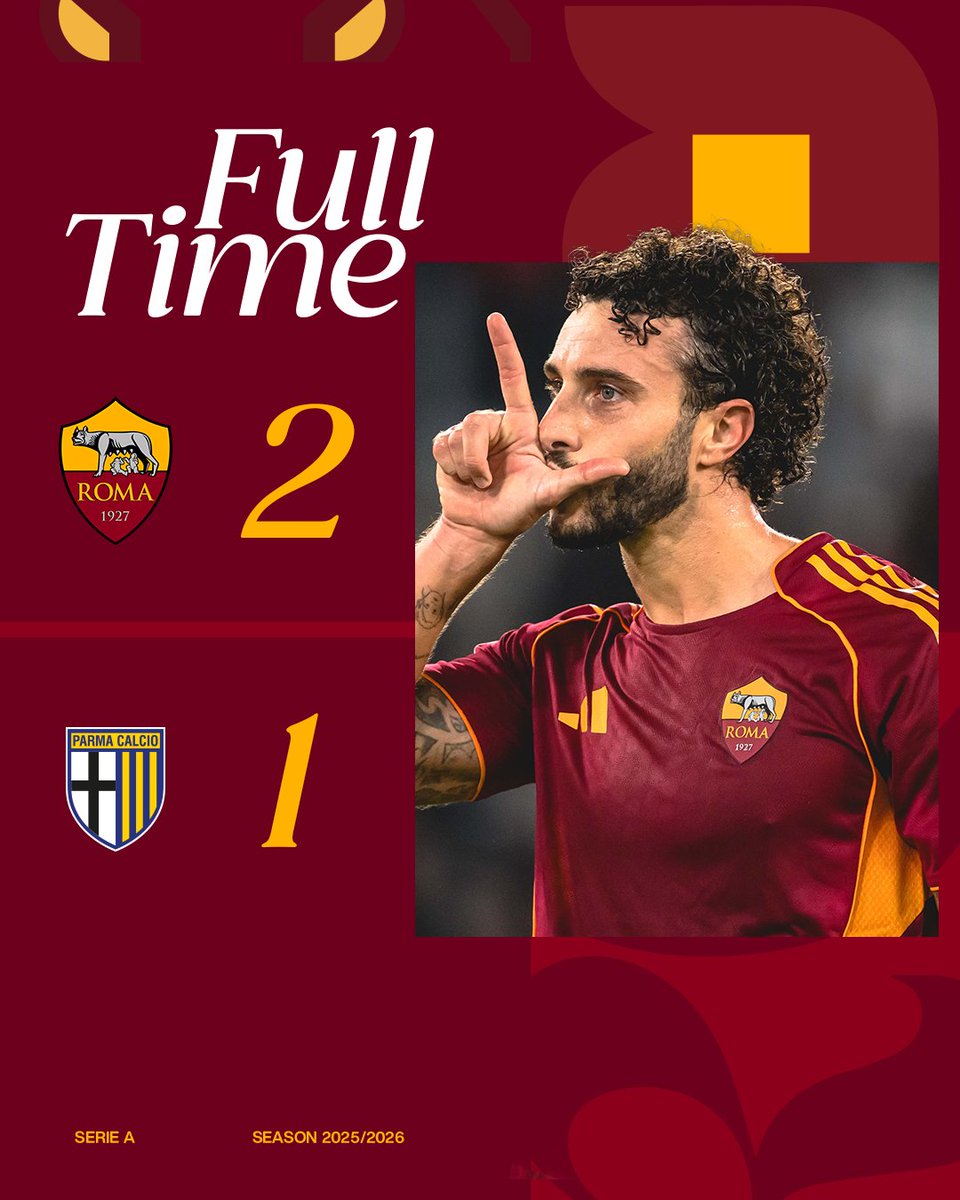 VINCIAMO NOI! 💛❤️

Decidono i gol di Hermoso e Dovbyk nella ripresa! ⚽️⚽️

#RomaParma
