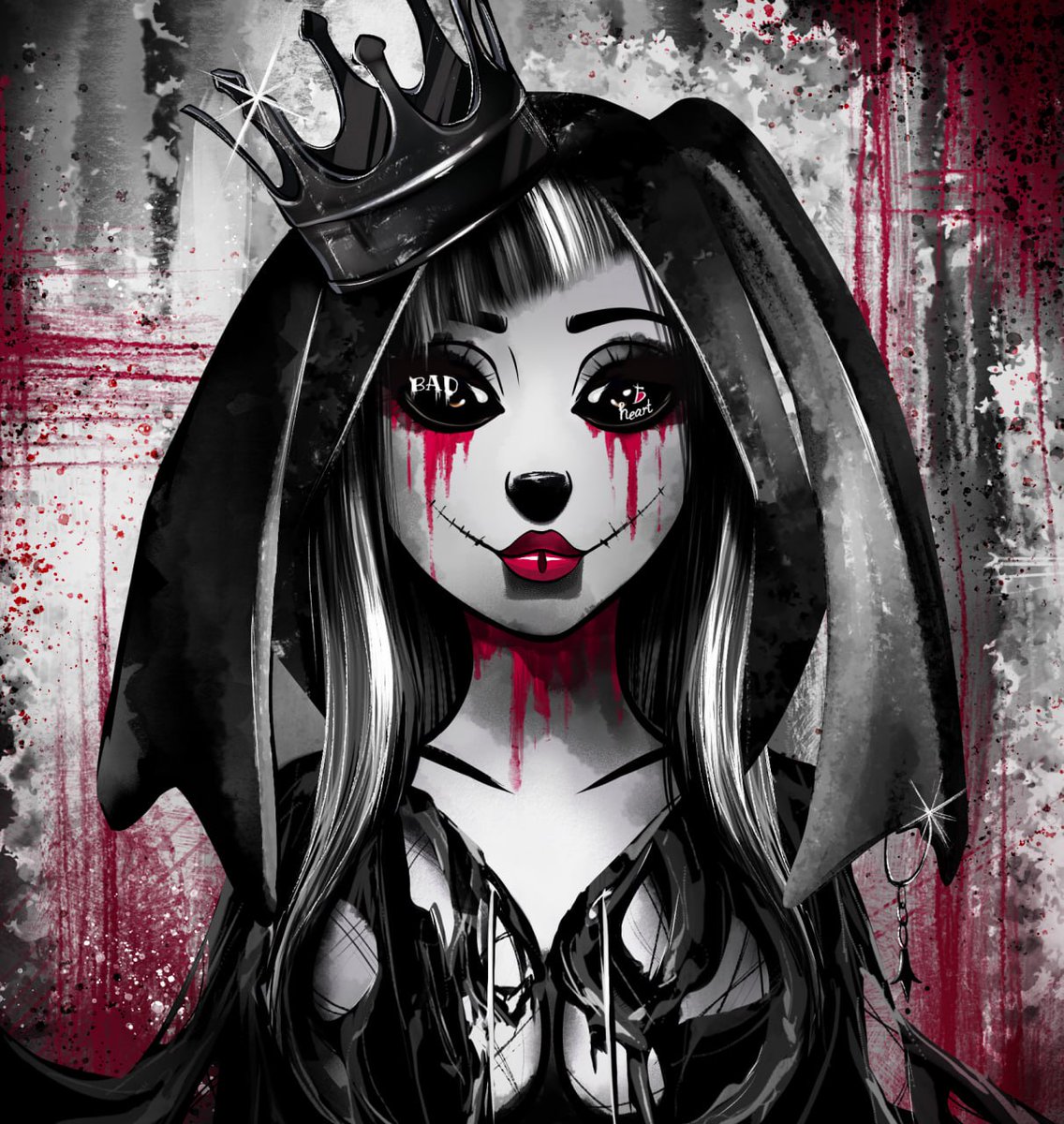 Now my queen bunny belongs to <a href="/flokdex/">LuciaPV</a> While I'm not feeling inspired by bright colors, and Halloween is still far away. There will be some cute looks ❤️🖤❤️🖤