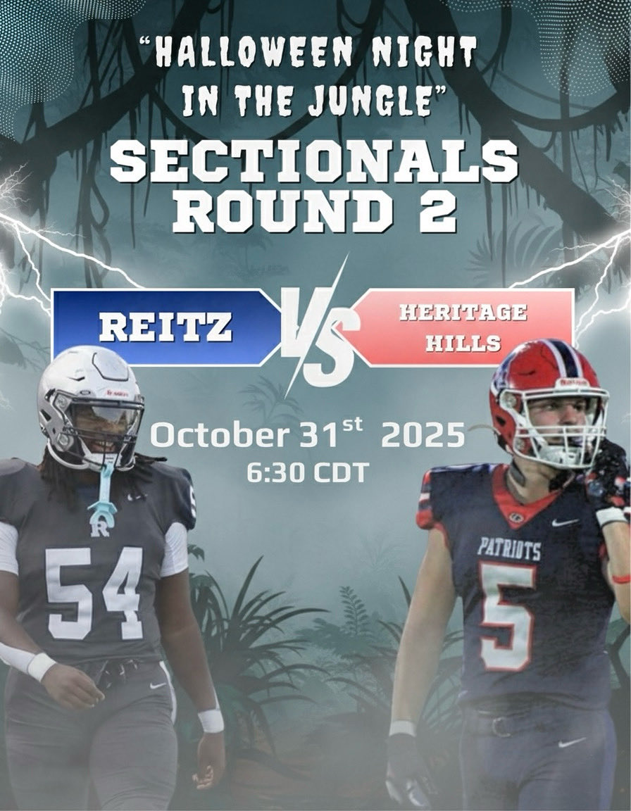 FJ Reitz and Heritage Hills have never played against each other in football. That changes this Friday on Halloween night when the Panthers will travel to “The Jungle” to take on the defending 3A champ Patriots in round 2 of sectionals!