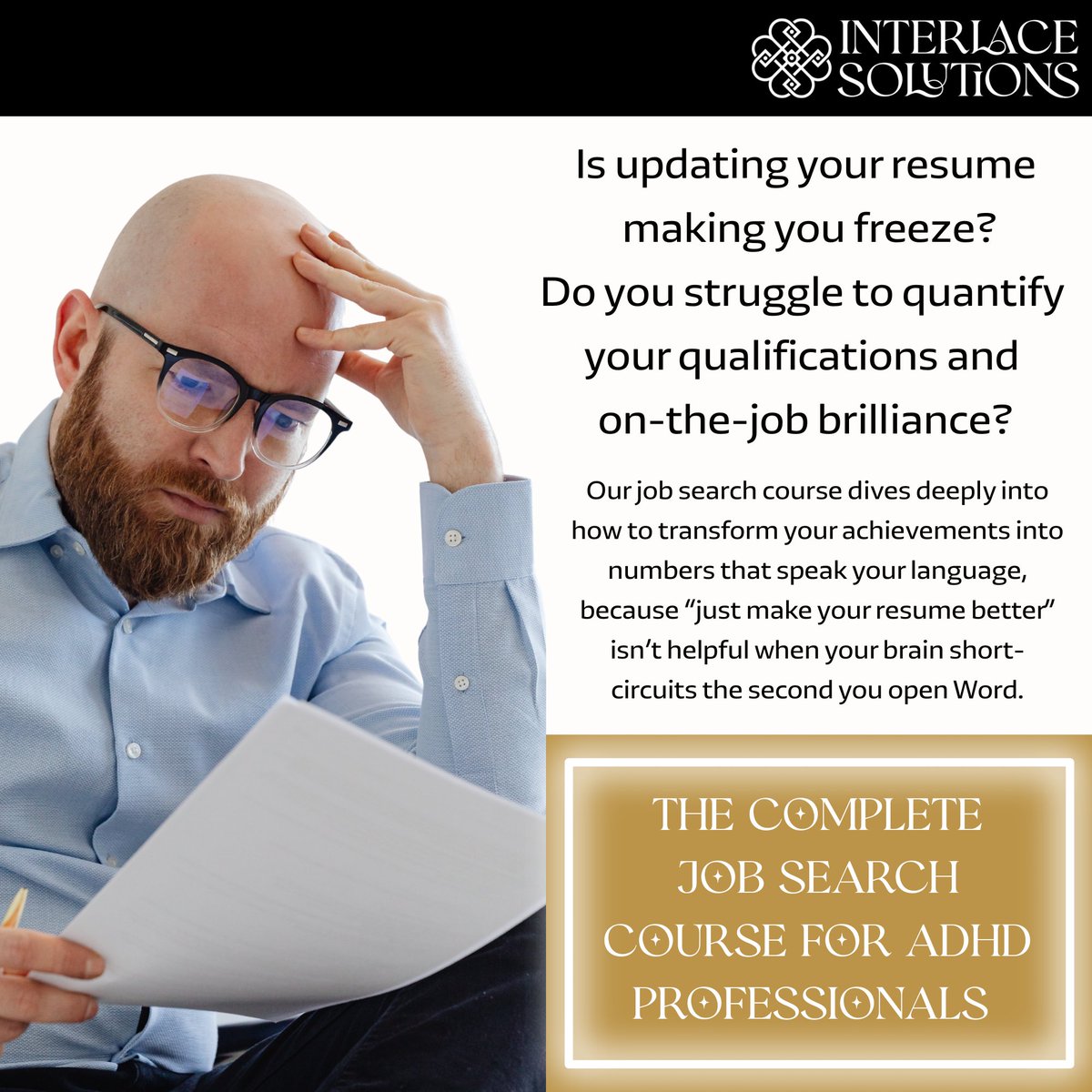 Our job search course dives deeply into how to transform your achievements into numbers that speak your language, because “just make your resume better” isn’t helpful.

Learn more about our Job Search Course: interlacesolutions.com/adhd-job-searc…

#ADHD