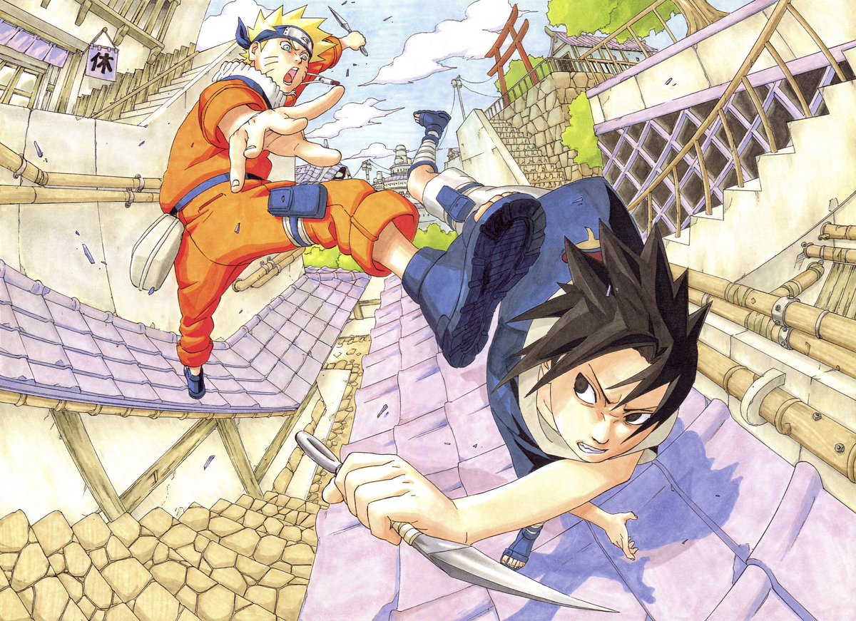 dailyhokage's tweet image. Kohei Horikoshi and Takeru Hokazono (MHA &amp;amp; Kagurabachi) praise Kishimoto in new interview.

Horikoshi : “I still learn by studying the shoulders of giants that we stand on. To be more specific, "NARUTO" is unmatched in its ability to compose an entire scenic display. I'm…