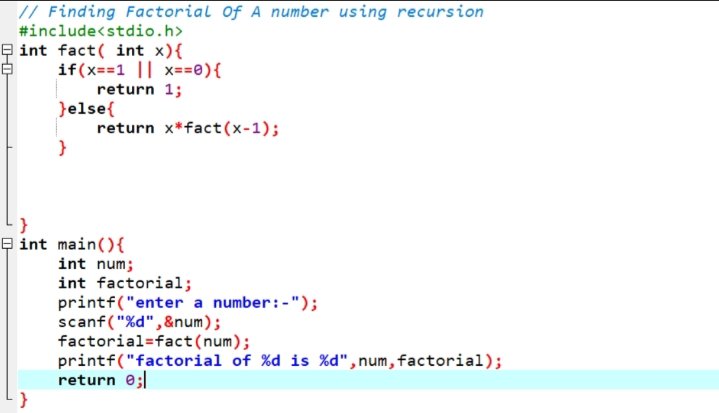 gouda196921's tweet image. 5 th(Last):- return 5*4*3*2*1
 
It again returns to where last time the function was called (i.e. in the "int main") and displays answer 120.
#cprogramming #engineering #coding