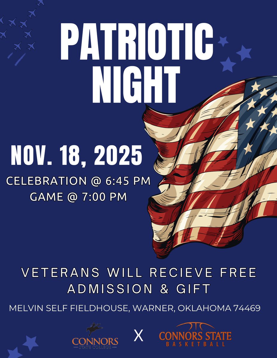 CSCMBB's tweet image. Thursday November 18th we would like to invite all Military Personal and their families to our home game against Mid-America Christian. We will have a Pregame Ceremony at 6:45pm with Tip-Off at 7:00pm. At halftime we will recognize all Military personal in attendance with a Gift