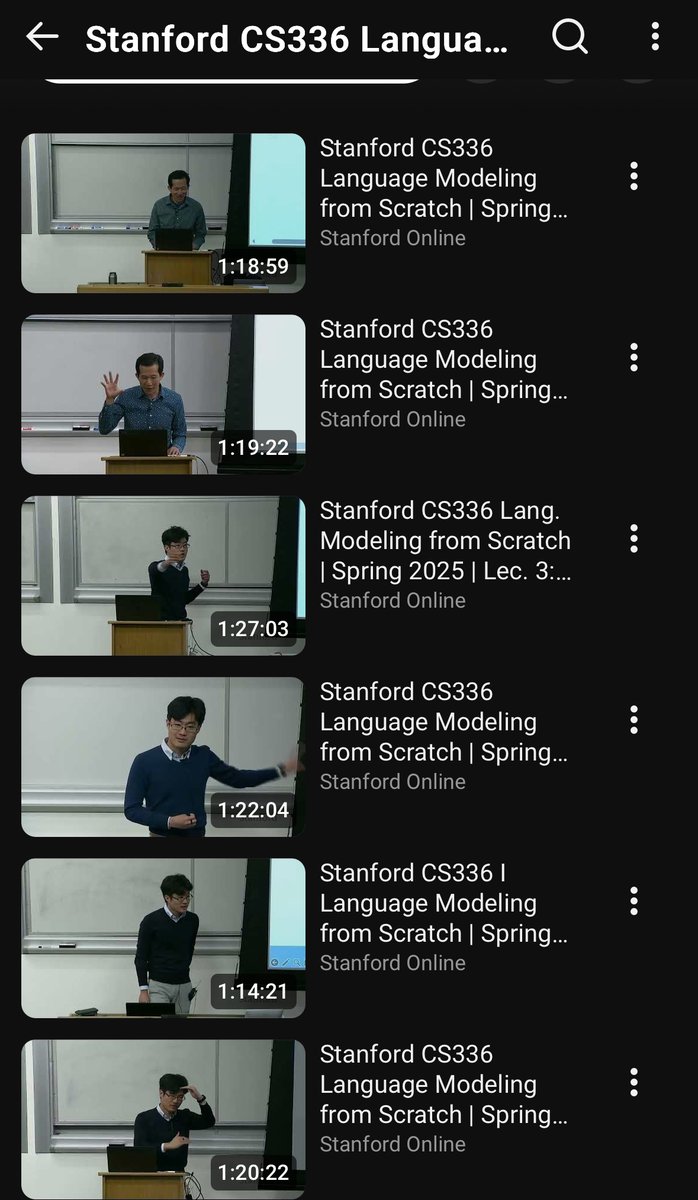 The quality of free material online these days is crazy. Stanford recently released their full graduate course on Language Modelling from Scratch on YouTube!