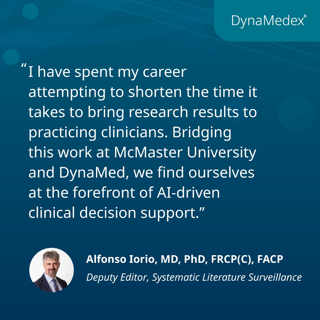 A long-standing collaborator through our partnership with McMaster University (<a href="/McMasterU/">McMaster University</a>), Dr. Iorio now leads efforts to scale clinical evidence synthesis using #AI for DynaMed. Welcome to the DynaMed team Dr. Iorio! #EvidenceBasedMedicine #AIhealth
