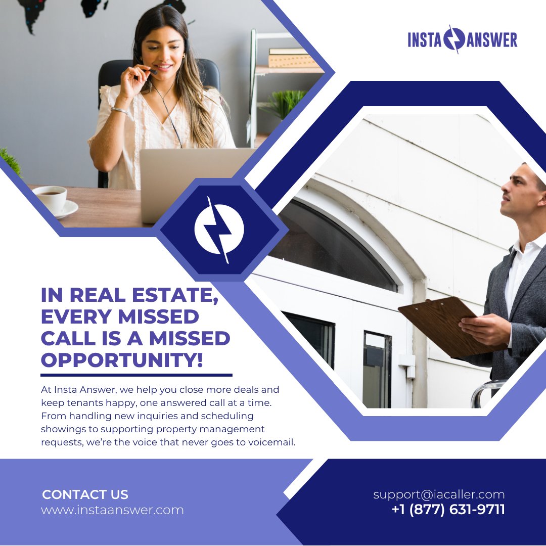 Insta_Answer's tweet image. Every missed call could mean a missed closing! At Insta Answer, we help real estate and property management professionals stay one step ahead.

Call (877) 631-9711 or email us at support@iacaller.com today!

#InstaAnswer  #RealEstateTips #CustomerService #PropertyManagement #CSR