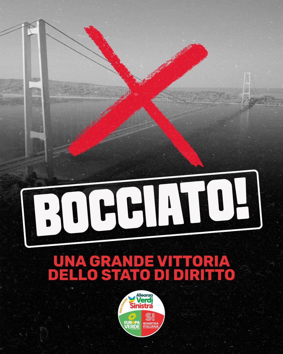 Grande Vittoria!

La Corte dei Conti ha ritenuto illegittima la delibera CIPESS sul #PontesulloStretto di Messina. Vince la giustizia, vince il diritto. #Salvini ha tenuto in ostaggio il Paese con la sua follia, sottraendo 14 miliardi di euro allo Stato per un progetto mai