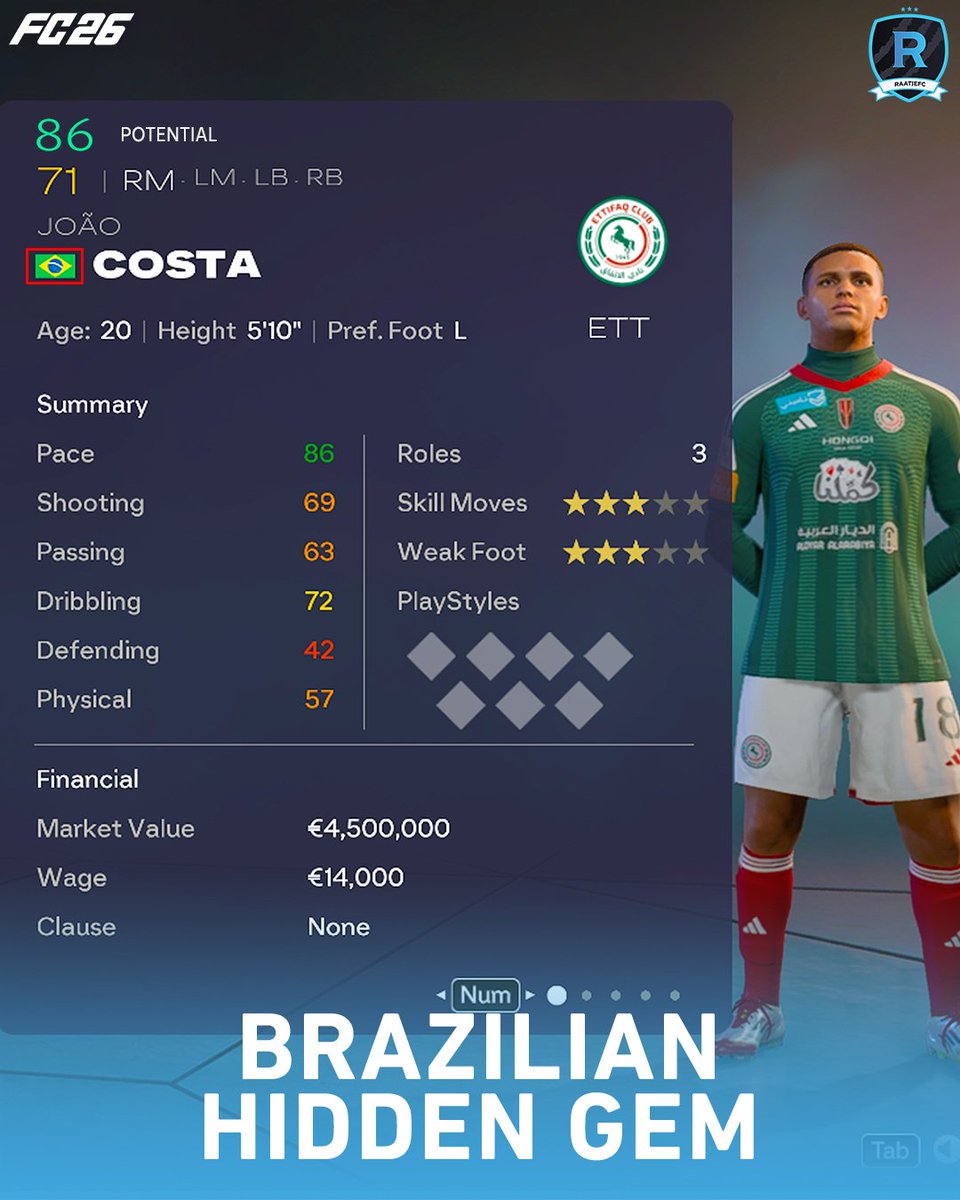 RaatjeFC's tweet image. 🇧🇷 Brazilian Hidden Gems in FC26 Career Mode ✨️

More below 👇
