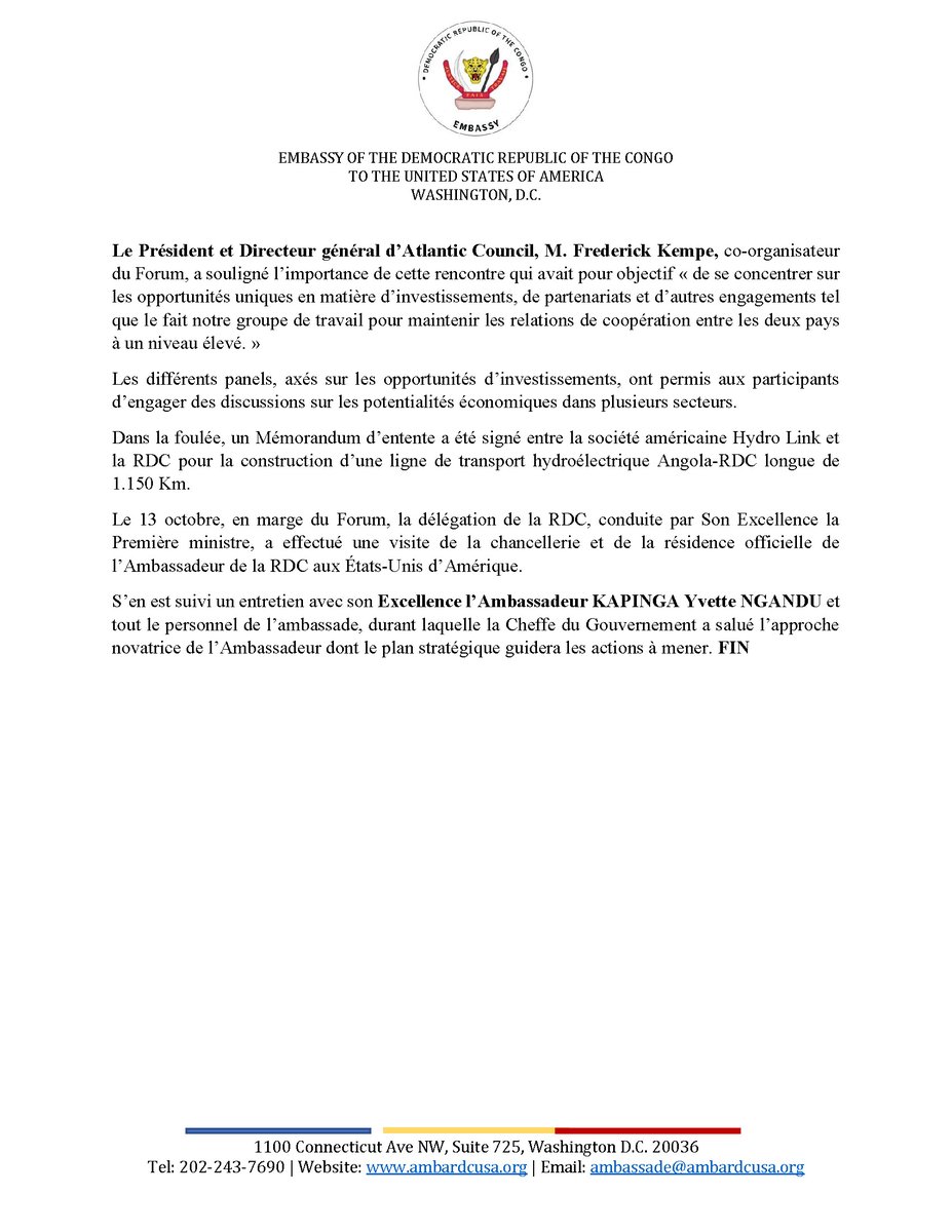 Embassy of The Democratic Republic of Congo in USA (@ambardcongousa) on Twitter photo 