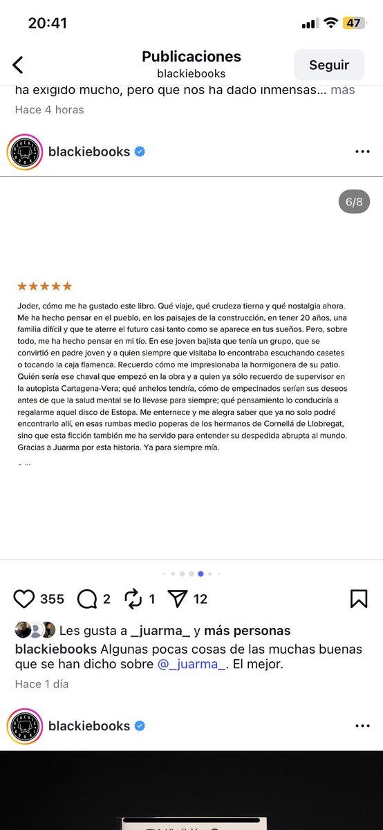 qué risa (y qué feliz sorpresa): los de blackie books han compartido la reseña que hice en goodreads sobre el último libro de juarma. un abrazo para el que la eligió y otro para mi tío; allí donde estés, sé que me escribes porque yo te sigo leyendo