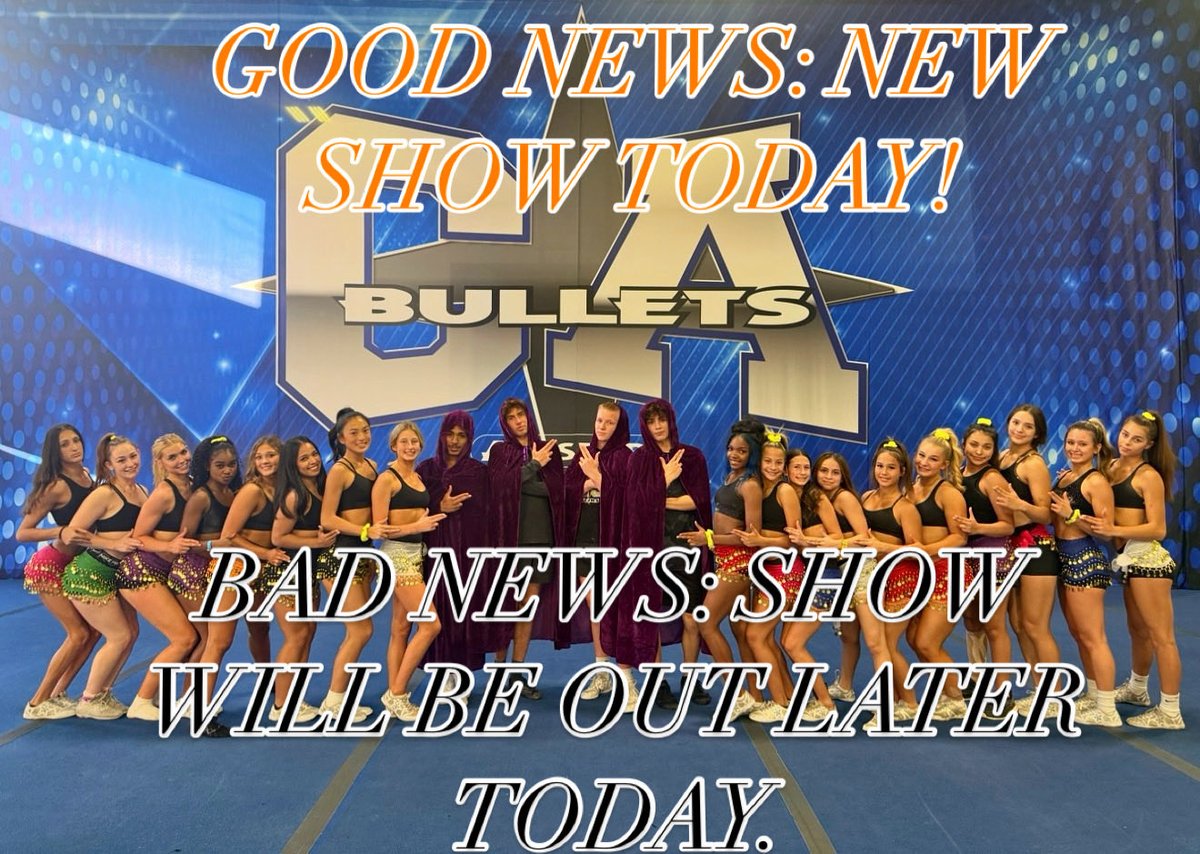 CaliCheerShow's tweet photo. CALI CHEER SHOW is in the edit being crafted. The show will come out later today but the time is TBD. Thanks so much for your patience and for watching! #calicheershow #runninglate https://t.co/lymCY56W3P